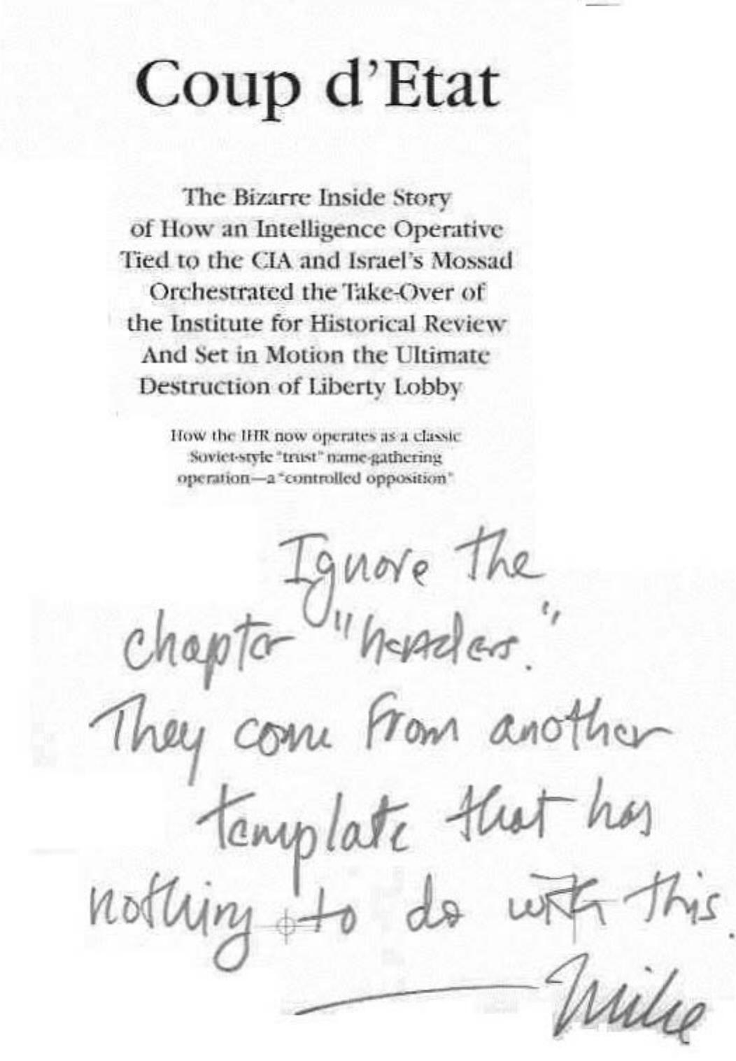 Coupe d'Etat book by Michael Collins Piper (2009) front-cover